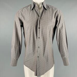 VERSACE Size S Grey Blue Dots Long Sleeve Shirt